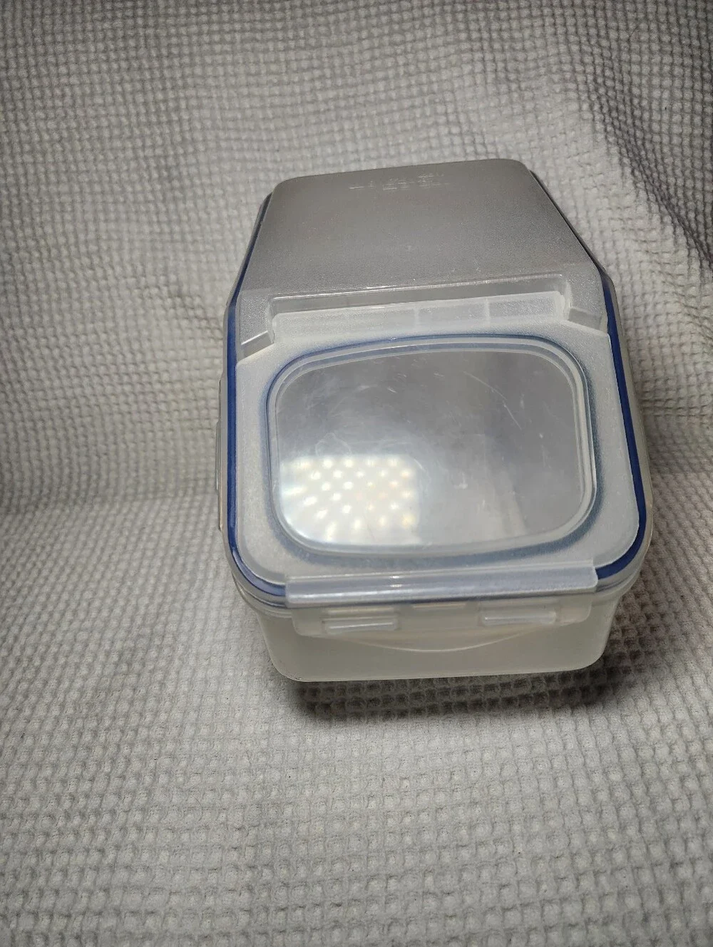 Airtight Clear White Food Storage Container with Blue Seal